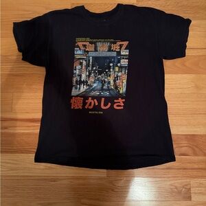 Black Graphic Tee with Nostalgia Print